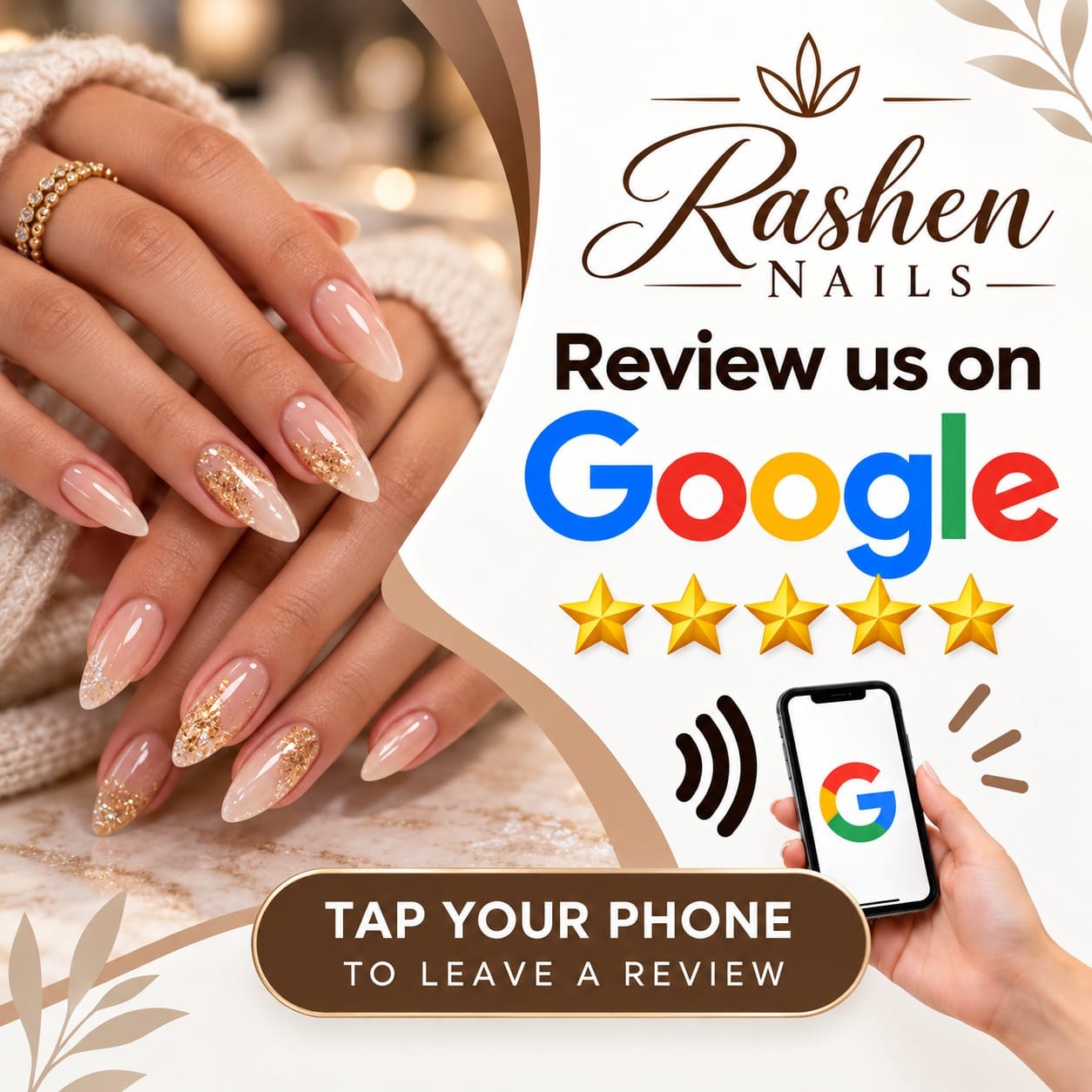 Rashen Nails Google review sign design